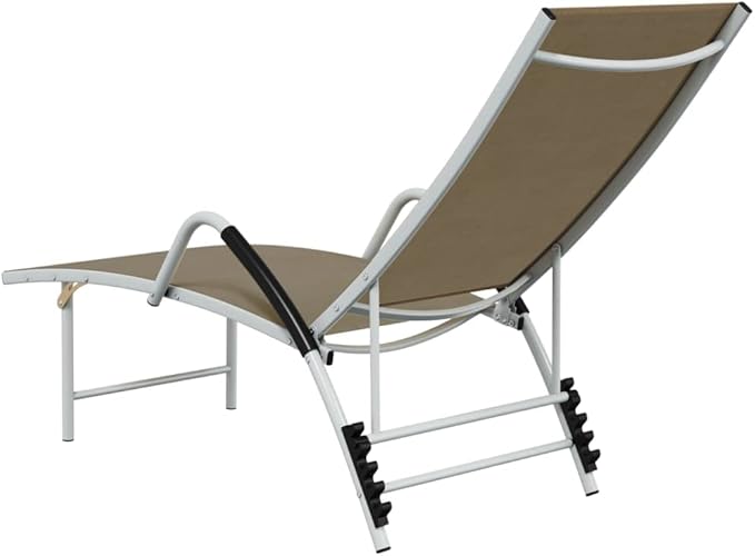 Taupe Adjustable Outdoor Sun Lounger 23.8"x76"x37.8" UV-Textilene Chaise for Patio Garden Poolside Portable Reclining - Photo 6