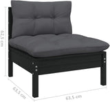 Patio Middle Sofa with Cushions Black Solid Pinewood Outdoor Chairs Furniture Outdoor Patio Furniture Set Suitable for - Photo 2