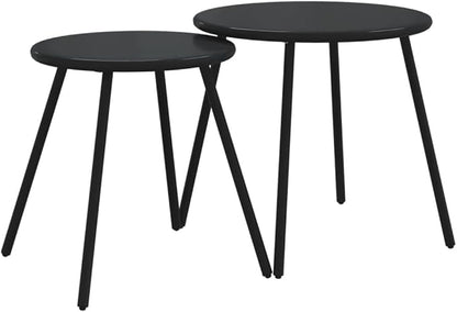 4-Piece Balcony Furniture Set Black Powder-Coated Steel Outdoor Patio Set Modern Design for Small Spaces
