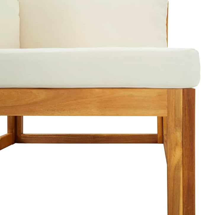 vidaXL Outdoor Solid Acacia Wood Sectional Corner Sofa with Cream White Cushions, Customizable Configurations - Photo 5