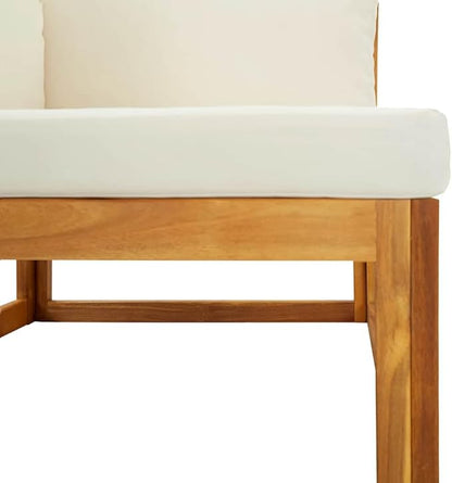 vidaXL Outdoor Solid Acacia Wood Sectional Corner Sofa with Cream White Cushions, Customizable Configurations, Weather-Resistant and Durable