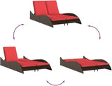 Adjustable Sun Lounger with Thick Cushions, Outdoor Chaise Lounge in Brown PE Rattan, 44.9"x80.7"x28.7" - Photo 8