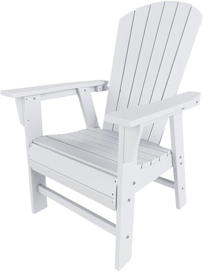Costaelm Outdoor Adirondack Chair, HDPE Patio Balcony Pool Chair, Modern Front Porch Fire Pit Backyard Chair, Garden Resin Lounge Chair for Outside, White