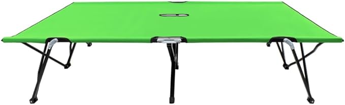 Double Sun Lounger Folding Outdoor Chaise Lounge Chair for Two, Green, Powder-Coated Steel Frame with 600D Polyester Fabric, Portable Design for Beach Pool Garden Relaxation