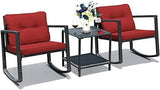 HAPPYGRILL 3 Pieces Rocking Bistro Set Outdoor Patio Rocking Chairs with Coffee Table - Photo 1