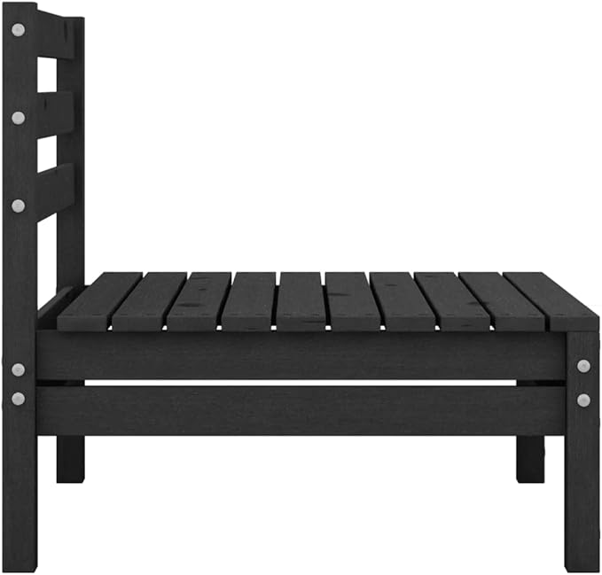 4-Piece Patio Lounge Set Solid Pinewood Black Outdoor Furniture Set with Modular Design for Garden Balcony Porch