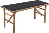 Natural Bamboo and Polyester Foldable Garden Bench with Removable Cushion, Weather-Resistant Outdoor Seating for Patio - Photo 1