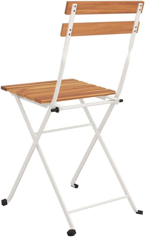 Folding Bistro Chairs 2 pcs Solid Wood Acacia and Steel Front Porch Furniture Outdoor Chair Outdoor Furniture Suitable for lawns, Pools and patios.