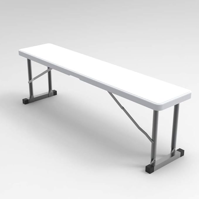 2.75ft Plastic Folding Bench – Lightweight and Portable White Resin with Durable Steel Frame, 33”x8”x16” - (Pack of 2 - Photo 1