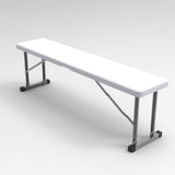 2.75ft Plastic Folding Bench – Lightweight and Portable White Resin with Durable Steel Frame, 33”x8”x16” - (Pack of 2 - Photo 1