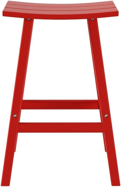 Costaelm All-Weather Outdoor Bar Stools, 29" Height Patio Stools & Bar Chairs, Adirondack Poly Patio Bar Stool for Patio, Deck, Kitchen Counter and Garden, Red