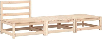 Modular Garden Armless Sofa with Adjustable Design and Removable Cushions for Outdoor Patio Seating in Rustic Pine Wood Finish