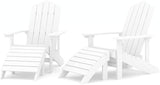 Adirondack Chairs Patio Furniture Set 2 pcs with Footstools White HDPE Outdoor Lounge Chairs with High Backrest and - Photo 3