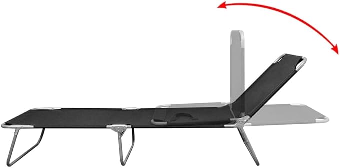Black Folding Sun Lounger 74.4 inch Outdoor Chaise with Adjustable Backrest, Portable Patio Recliner - Photo 3