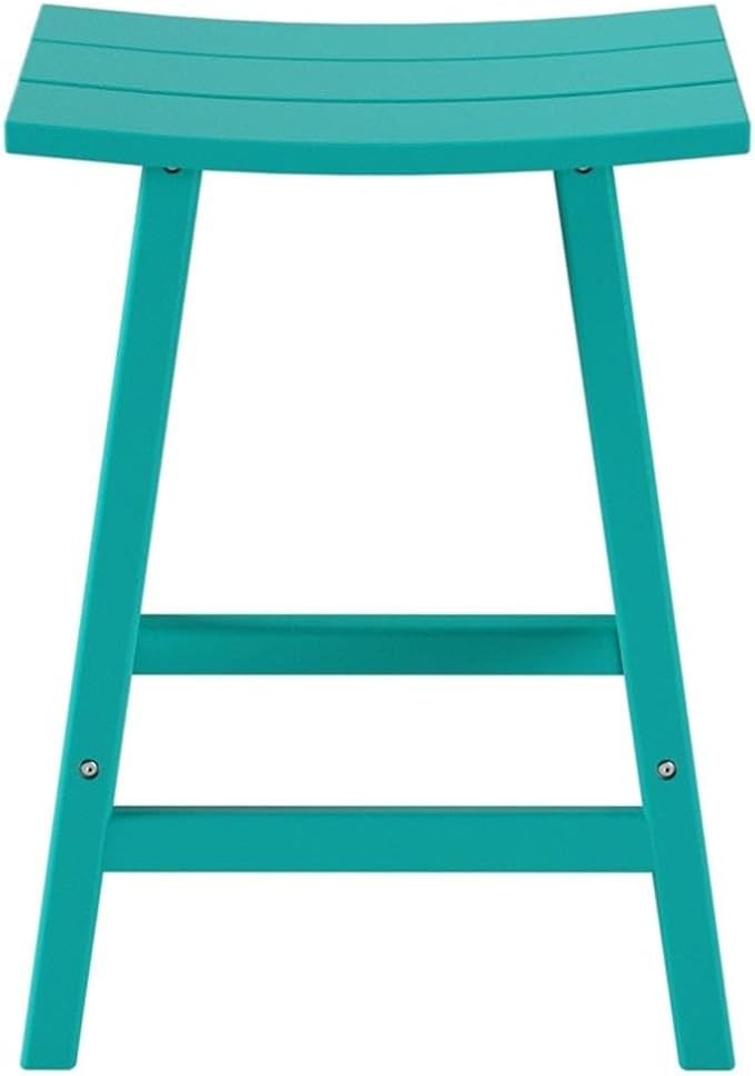 Costaelm 24" Height Outdoor Bar Stools, All-Weather Bar Stools, Adirondack Poly Patio Bar Stool for Patio, Deck, Kitchen Counter and Garden, Turquoise