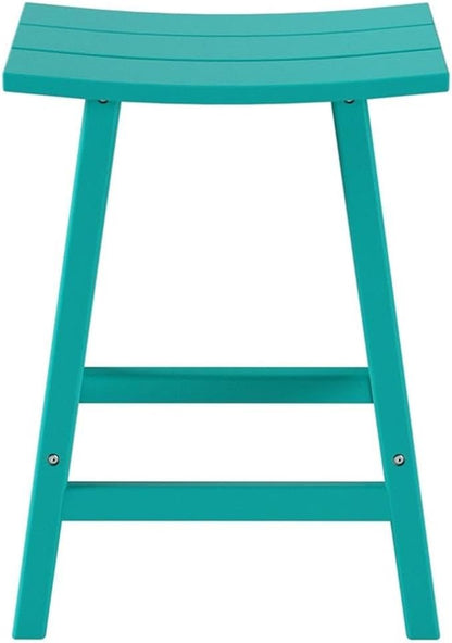 Costaelm 24" Height Outdoor Bar Stools, All-Weather Bar Stools, Adirondack Poly Patio Bar Stool for Patio, Deck, Kitchen Counter and Garden, Turquoise