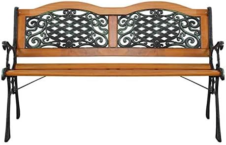 Garden Bench Outdoor Bench for Patio Metal Bench Park Bench with Armrests Sturdy Steel Frame Furniture Metal Bench for Yard Porch Clearance Work Entryway (Brown)