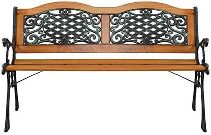 Garden Bench Outdoor Bench for Patio Metal Bench Park Bench with Armrests Sturdy Steel Frame Furniture Metal Bench for Yard Porch Clearance Work Entryway (Brown)