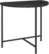 Modern Rectangular Garden Table Black Poly Rattan Medium Durable Outdoor Indoor Table with Powder-Coated Steel Frame - Photo 3