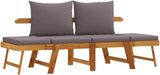 Garden Bench Dark Grey, Wood Solid Acacia Wood, Polyester Medium Yard Bench Park for Outdoor Courtyard - Photo 2