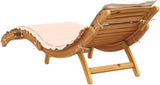 Solid Acacia Wood Sun Lounger with Padded Cushion, Adjustable & Foldable Outdoor Chaise Lounge for Patio Poolside Garden - Photo 5