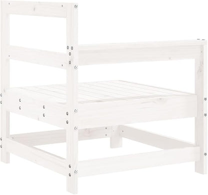 Garden Corner Sofa, Solid Pine Wood Outdoor Modular Patio Chair, Compact White Sectional Seat for Small Balcony, Deck, Porch or Backyard