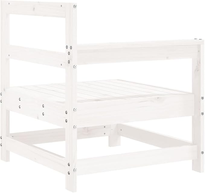 White Garden Corner Sofa Corner Chair, 24.4"x26"x27.8" Solid Pine Wood Patio Loveseat, Compact Outdoor Couch Sectional Daybed for Balcony, Deck, Sunroom and Backyard