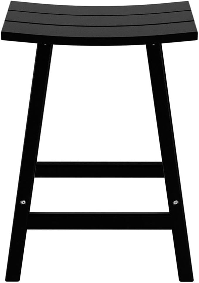Costaelm 24" Height Outdoor Bar Stools, All-Weather Bar Stools, Adirondack Poly Patio Bar Stool for Patio, Deck, Kitchen Counter and Garden, Black