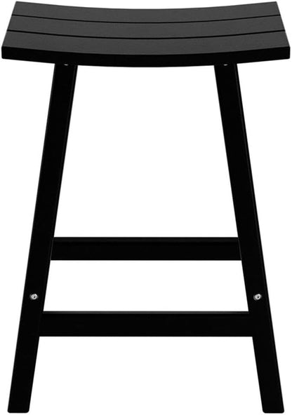 Costaelm 24" Height Outdoor Bar Stools, All-Weather Bar Stools, Adirondack Poly Patio Bar Stool for Patio, Deck, Kitchen Counter and Garden, Black