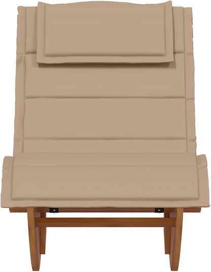 Solid Acacia Wood Rocking Sun Lounger with Taupe Cushion, Outdoor Ergonomic Patio Recliner Chair for Poolside, Garden, and Backyard Relaxation