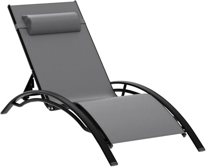 PURPLE LEAF Patio Oversized Chaise Lounge Chair Set with Side Table Pool Adjustable Recliner Chairs for Outside Beach Outdoor Sunbathing Tanning Poolside Loungers