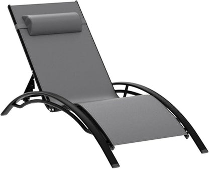 PURPLE LEAF Patio Oversized Chaise Lounge Chair Set with Side Table Pool Adjustable Recliner Chairs for Outside Beach Outdoor Sunbathing Tanning Poolside Loungers