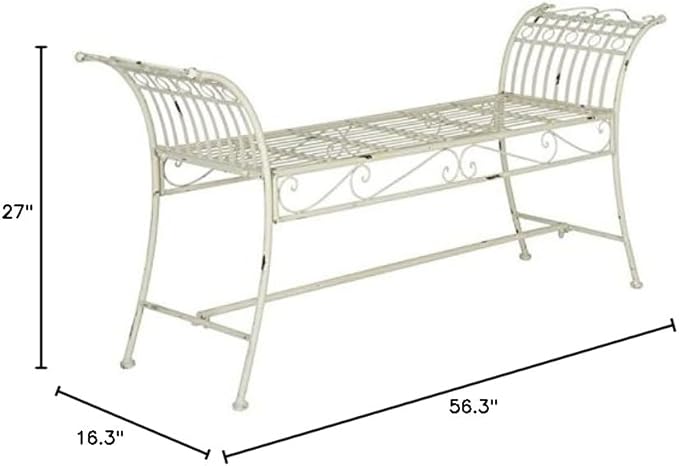 Safavieh Outdoor Collection Hadley Antique White Bench