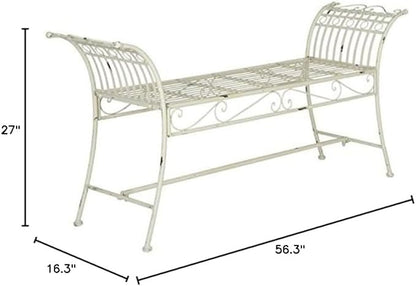 Safavieh Outdoor Collection Hadley Antique White Bench