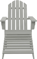 Vintage Wooden Garden Chair with Ottoman, 4-Piece Set, Grey Hardwood Large Durable Outdoor Seating for Patio, Backyard - Photo 3