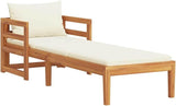Acacia Wood Sun Lounger with Cushions, Patio Outdoor Chaise Lounge Chair for Poolside Garden Backyard - Photo 2