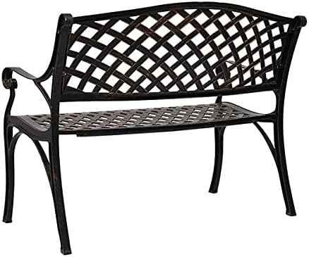 Garden Bench Outdoor Bench for Patio Metal Bench Park Bench with Armrests Sturdy Steel Frame Furniture Metal Bench for Yard Porch Clearance Work Entryway (Rose Gold-40.5 inches)
