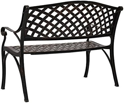 Garden Bench Outdoor Bench for Patio Metal Bench Park Bench with Armrests Sturdy Steel Frame Furniture Metal Bench for Yard Porch Clearance Work Entryway (Rose Gold-40.5 inches)