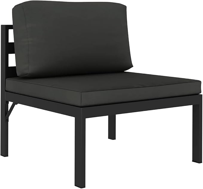 vidaXL Sectional Middle Sofa Anthracite with Durable Aluminum Frame and Comfortable Removable Polyester Cushions for Indoor and Outdoor Living Spaces