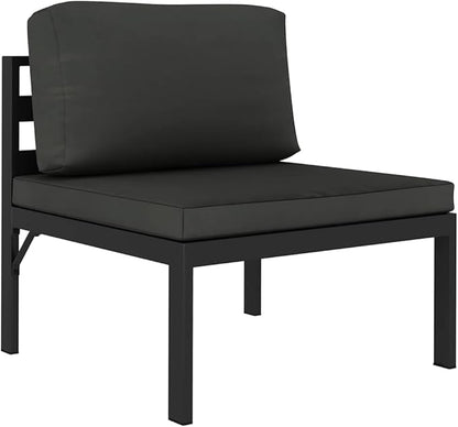 vidaXL Sectional Middle Sofa Anthracite with Durable Aluminum Frame and Comfortable Removable Polyester Cushions for Indoor and Outdoor Living Spaces
