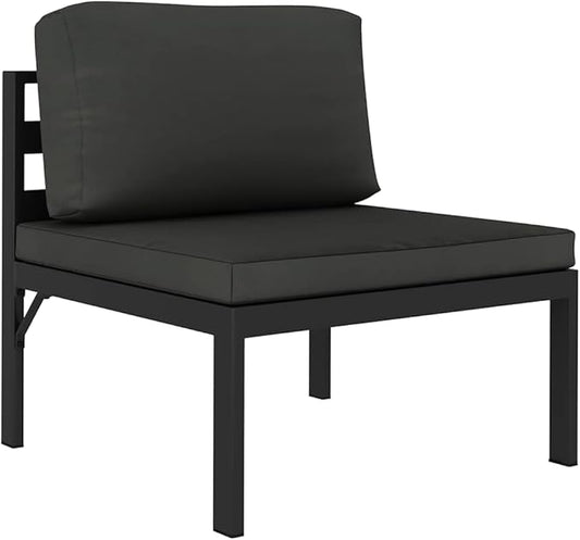 vidaXL Sectional Middle Sofa Anthracite with Durable Aluminum Frame and Comfortable Removable Polyester Cushions for Indoor and Outdoor Living Spaces