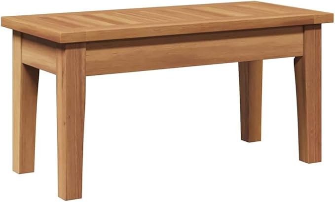 Brown Solid Teak Wood Garden Bench Set 2 pcs Outdoor Furniture for Patio Terrace Modern Simplicity Rustic Farmhouse Design Weather-Resistant Durable Assembly Required
