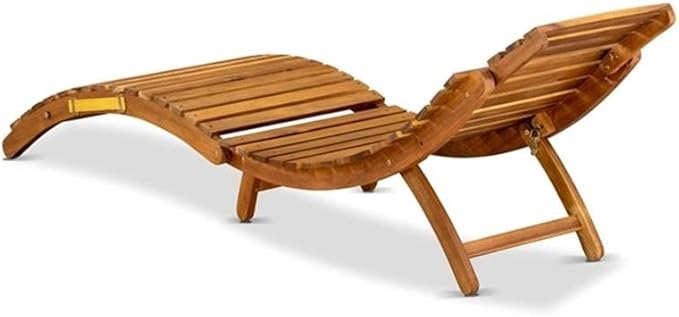 East West Furniture BHNU1NA Helena Patio Chaise Lounge - Outdoor Acacia Wood Sunlounger Chairs for Poolside, Deck, Lawn, 72x22x25 Inch, Natural Oil
