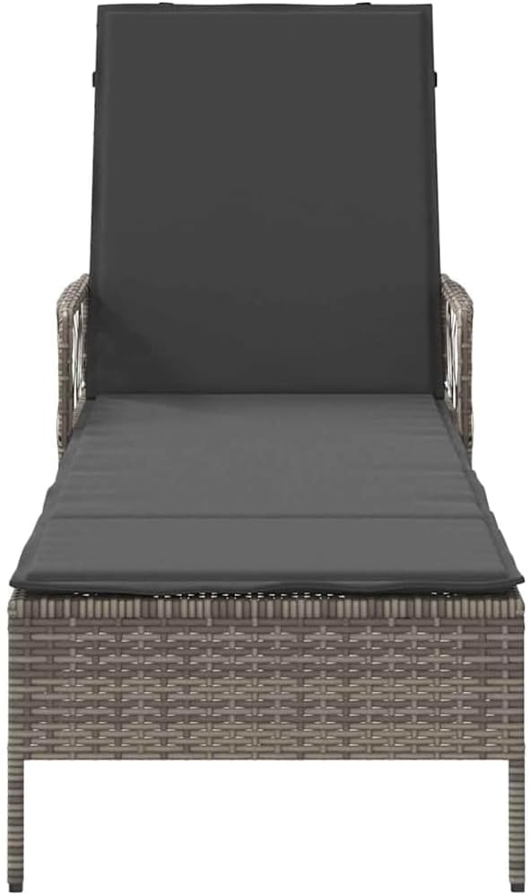 Modern Sun Lounger with Adjustable Backrest, Grey Outdoor Chaise Lounge Chair for Patio Garden Poolside - Photo 6