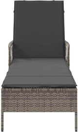 Modern Sun Lounger with Adjustable Backrest, Poly Rattan Outdoor Chaise Lounge for Patio Garden Poolside - Photo 6