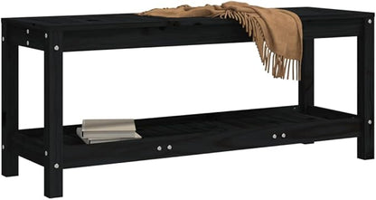 Black Solid Pine Wood Garden Bench 2-Seater Outdoor Patio Furniture with Weather-Resistant UV Treatment and Slatted Design for Modern Landscapes