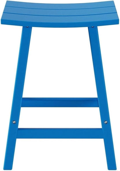 Costaelm 24" Height Outdoor Bar Stools, All-Weather Bar Stools, Adirondack Poly Patio Bar Stool for Patio, Deck, Kitchen Counter and Garden, Pacific Blue