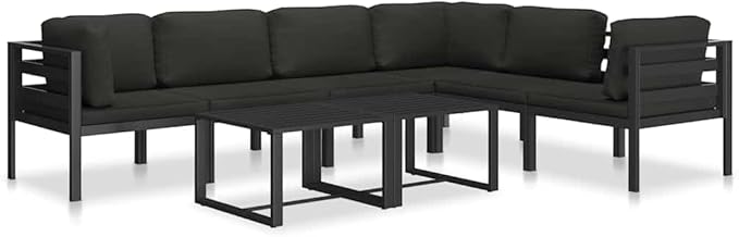 Aluminum Modular Outdoor Sectional Middle Sofa 27.6"x25.4"x25.4" Anthracite Powder-Coated Frame with Weather-Tough - Photo 5