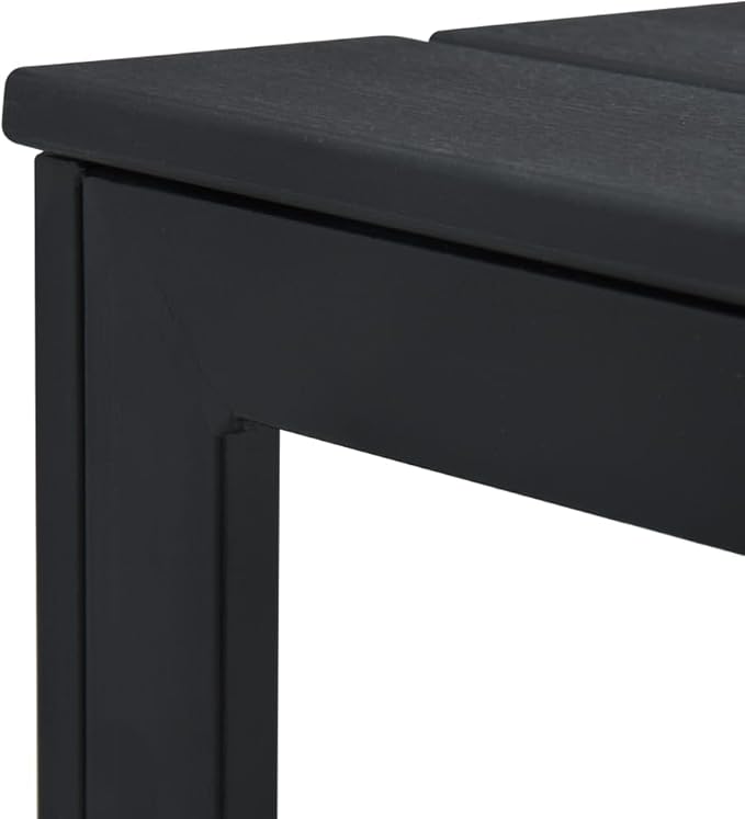 Black HDPE Steel Square Coffee Table, 30.7x30.7x29.1 in, Durable Outdoor Patio Side Table for Garden, Balcony, Living Room Furniture