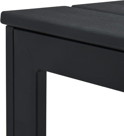 Black HDPE Steel Square Coffee Table, 30.7x30.7x29.1 in, Durable Outdoor Patio Side Table for Garden, Balcony, Living Room Furniture